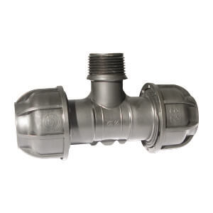 Plassim T-kobling 32 mm x 1" utv. gjenge x 32 mm