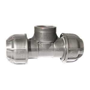 Plassim T-kobling 32 mm x 1" inv. gjenge x 32 mm